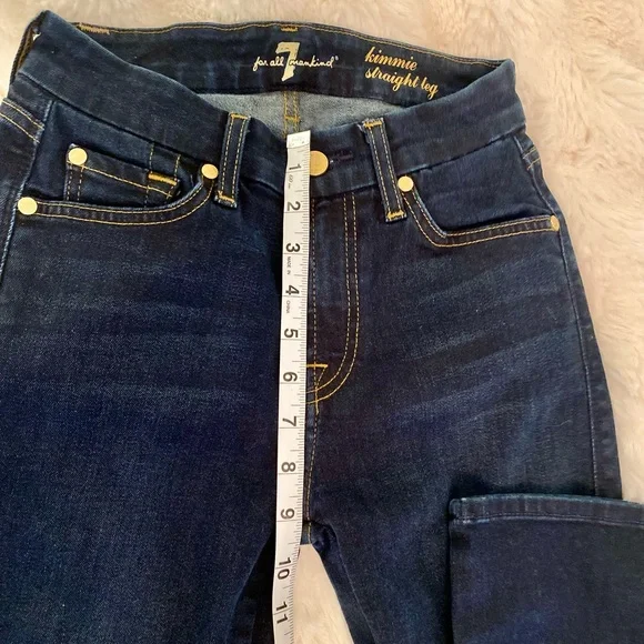 7 For All Mankind Dark Indigo Straight Leg Jeans - Picture 8 of 10